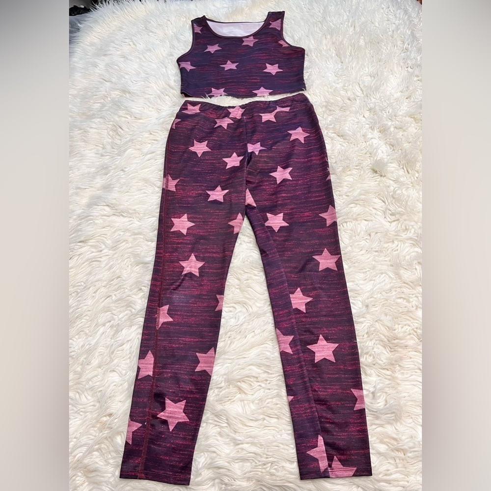 Women’s Purple Star Active Sports Bra & Yoga Pant Workout Set